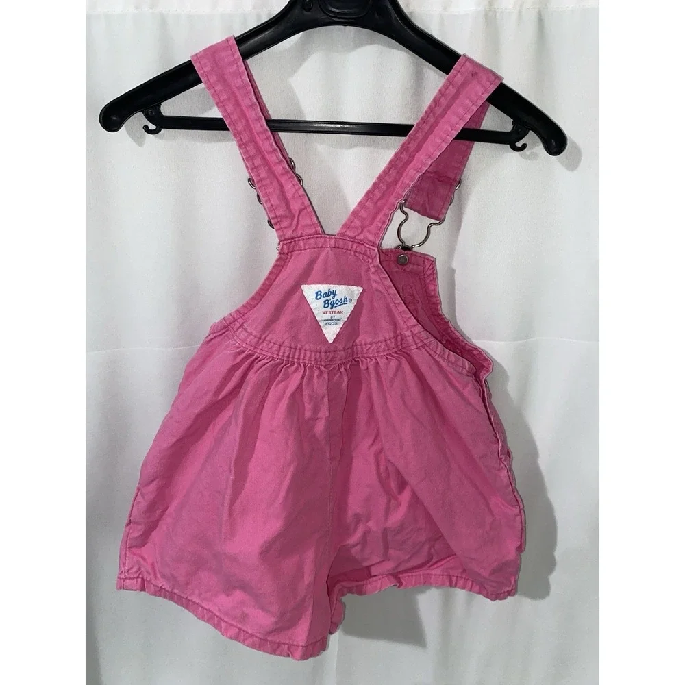 Vintage Baby BGosh OshKosh Pink Bib Shortalls Overalls Size 12 Months